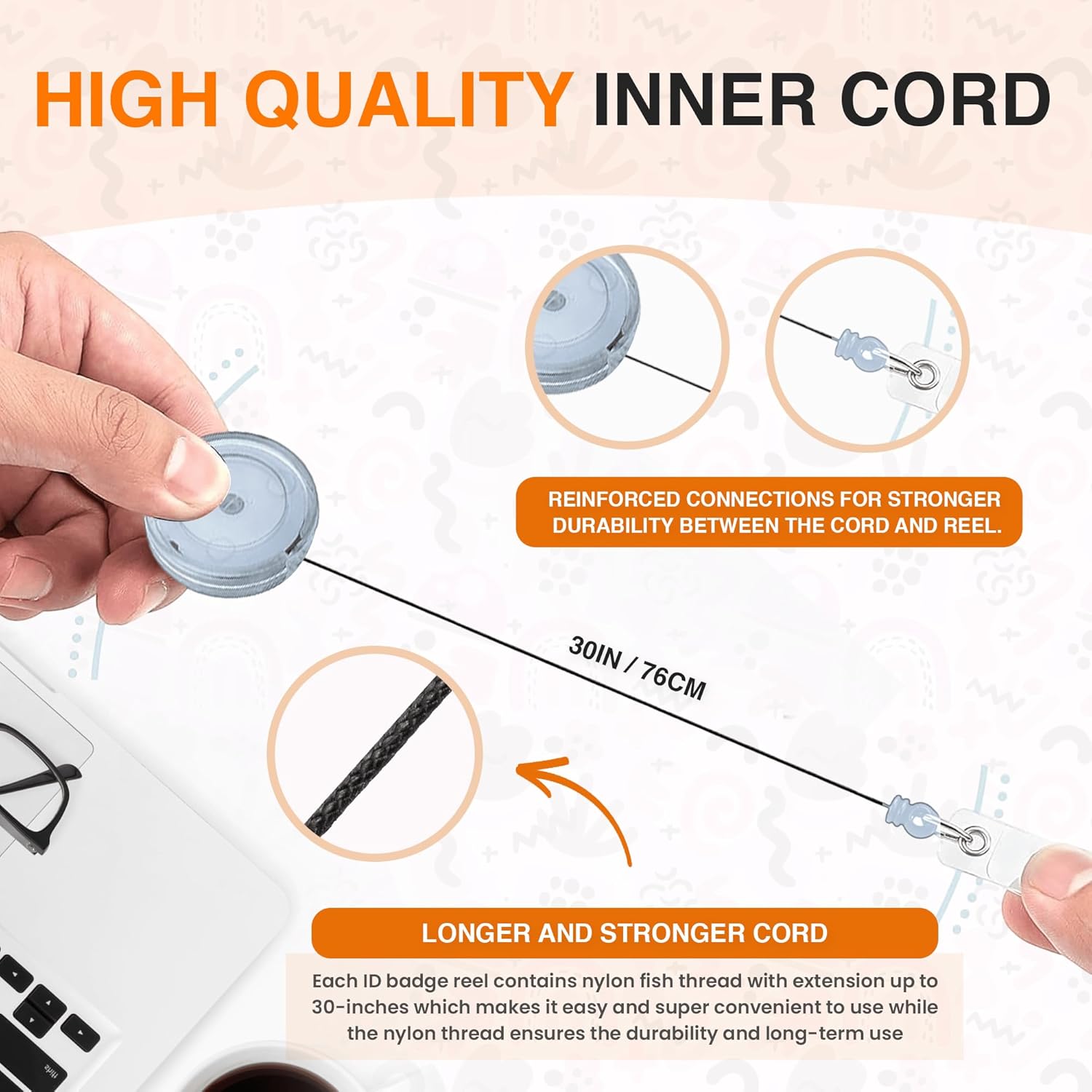 25 Pack Retractable Badge Reels – ID Badge Holder Clip with Clear Vinyl Strap, Swivel Alligator Reel Clip – Work Badge Holder, Key Card Holder, ID Card Holder for Badge (Clear) - Image 2