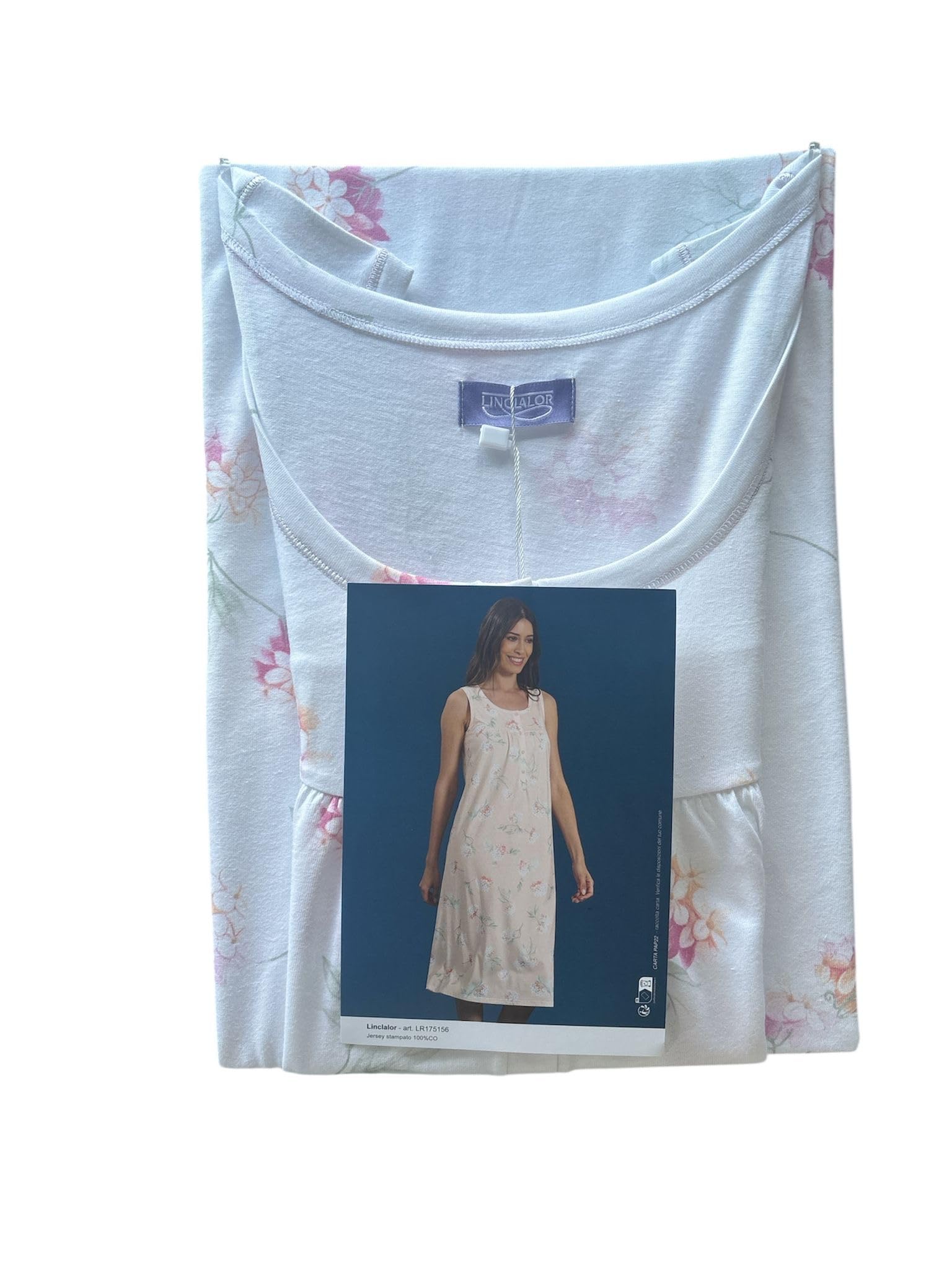 Linclalor Camicia da Notte Spalla Larga Serafino Raglan in Cotone 100%