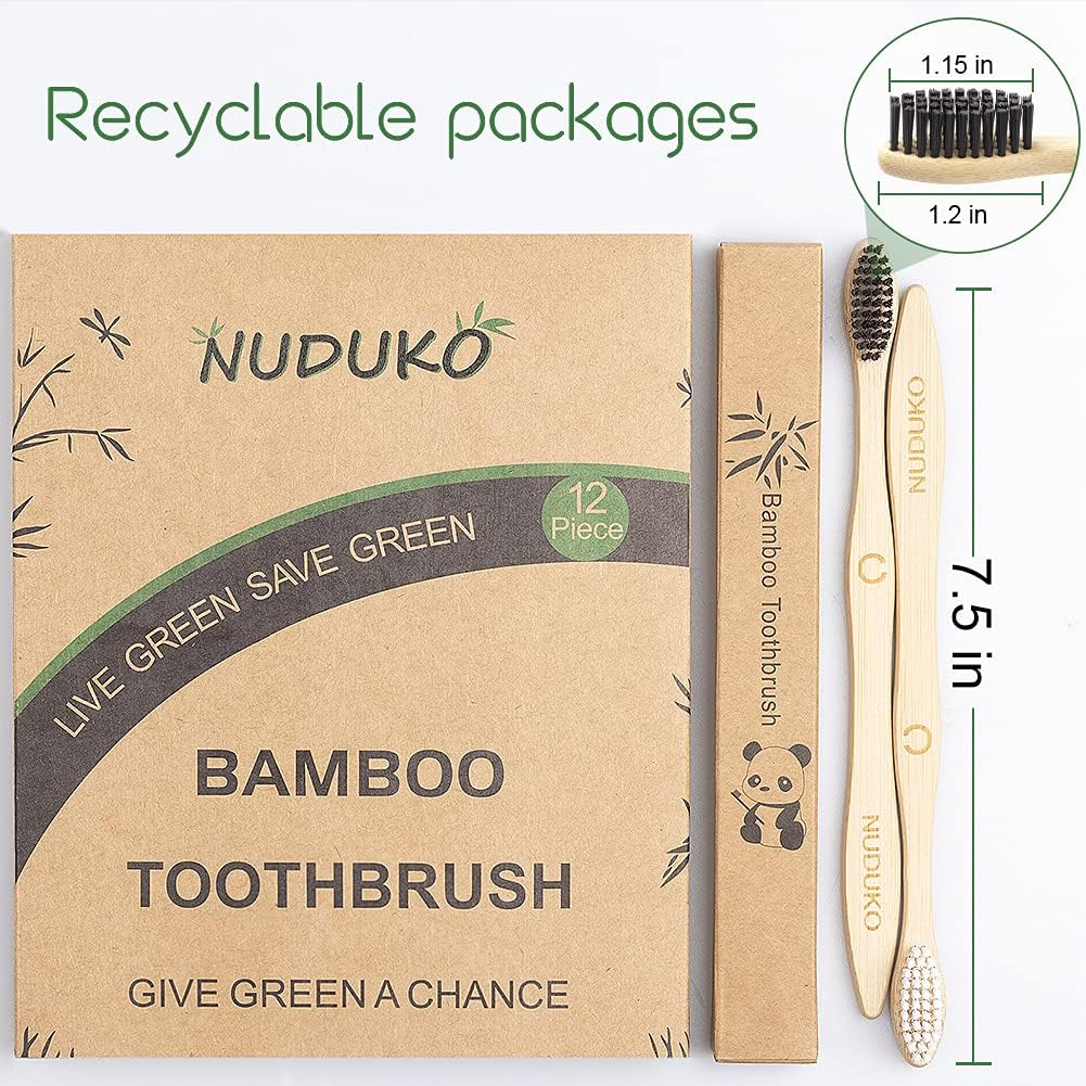 12 Pcs Bamboo Toothbrushes, Soft Bristles Toothbrush, Biodegradable Toothbrush, Natural Eco-Friendly Sustainable Toothbrush, BPA Free Wood Tooth Brushes Green Organic Compostable… B09H2476K1 : Beauty & Personal Care