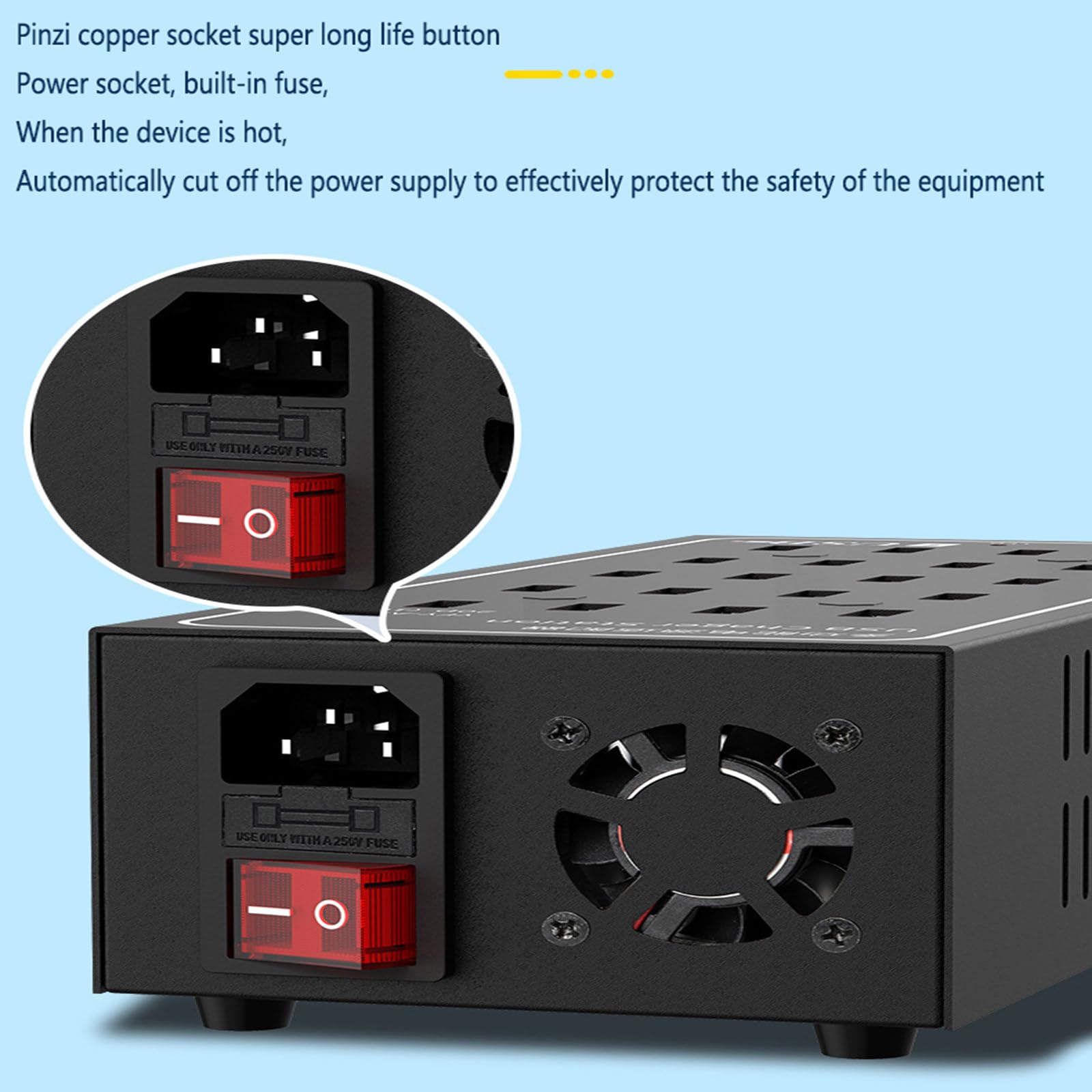 Cargador multipuerto de aleación de Aluminio, Fuente de alimentación de 100 W, Cargador multipuerto de 20 Puertos, protección contra Fugas, disipación de Calor Inteligente, 10 USB