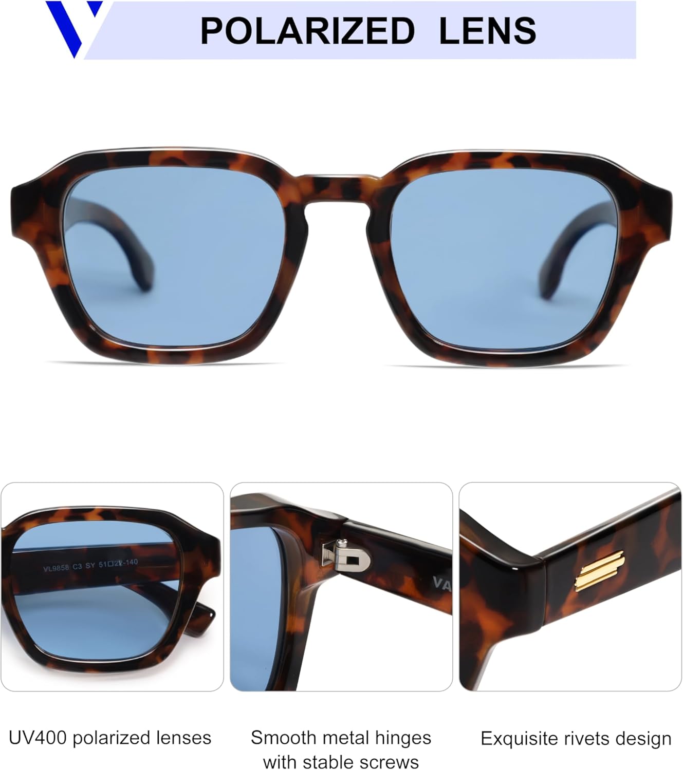 VANLINKER Retro Vintage Polarized Trendy Small Square Sunglasses for Women Men 2025 Fashion Shades VL9858 - Image 5
