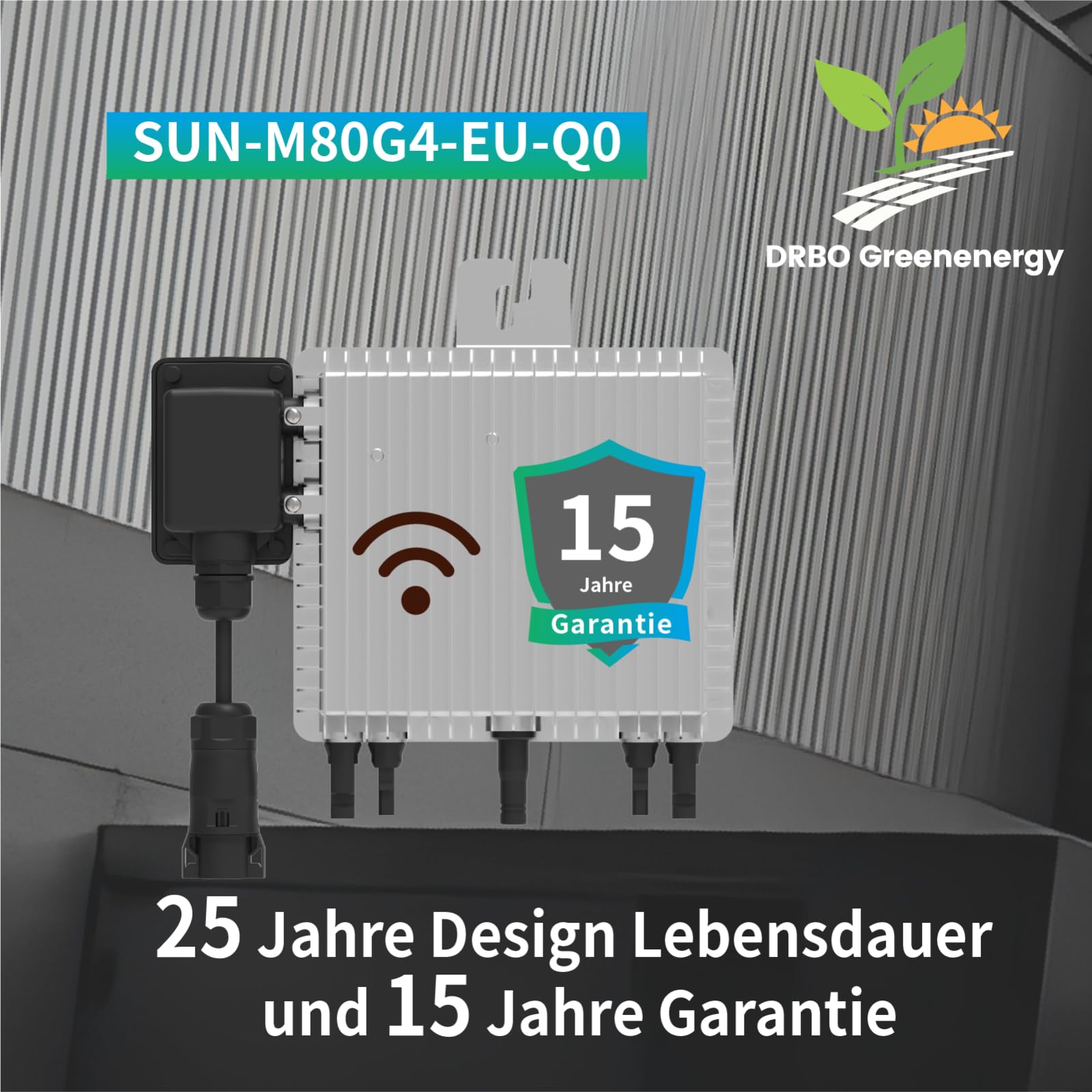 SunLit Deye SUN-M80G4-EU-Q0 800 Watt mit 5m AC-Kabel mit Schukostecker