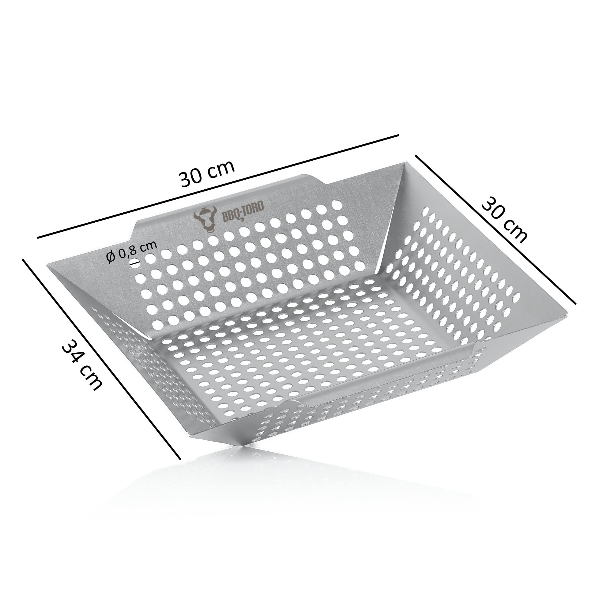 BBQ-Toro Cesta para Parrilla de Acero Inoxidable | 30 x 30 x 5,5 cm | Bandeja para Barbacoa de Gas | Bandeja para Parrilla de Verduras, accesorios para Barbacoas de Acero Inoxidable