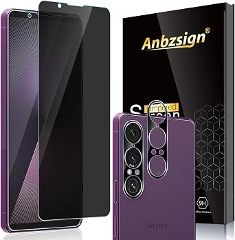 2 Pack for Sony Xperia 1 VII 2025 Privacy Screen Protector Full Coveray + 2 Pack Camera Lens Protector, Anti-Spy 9H Hardness Touch Sensitive Case Friendly