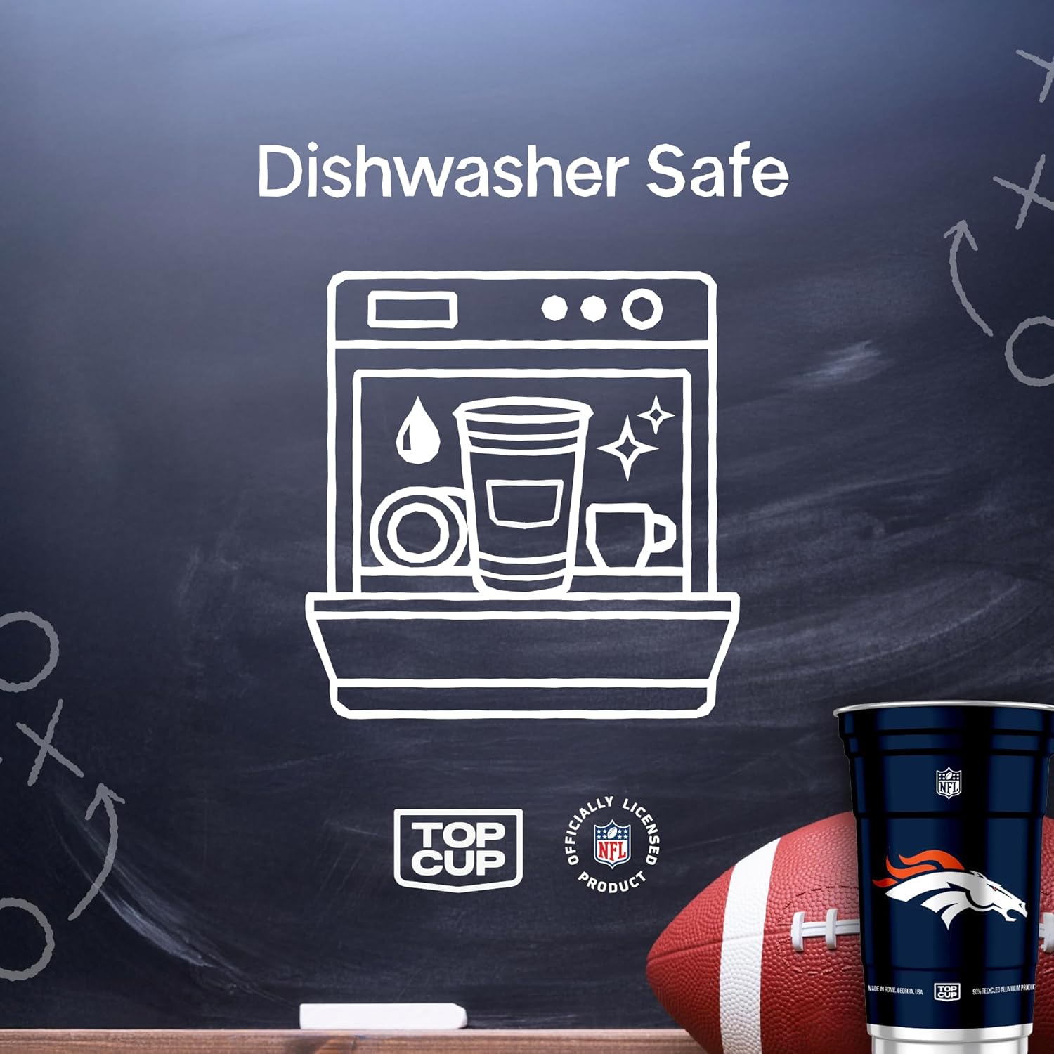 Top Cup NFL Denver Broncos 20 oz Reusable Aluminum Cups 20 Count | Officially Licensed, Durable, Reusable & Recyclable, Made in USA - Image 4