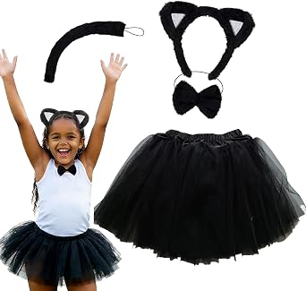Kirei Sui Kids Animal Kitty Cat Zebra Fox Leopard Ears Headband Bowtie Tail & Tutu Costume