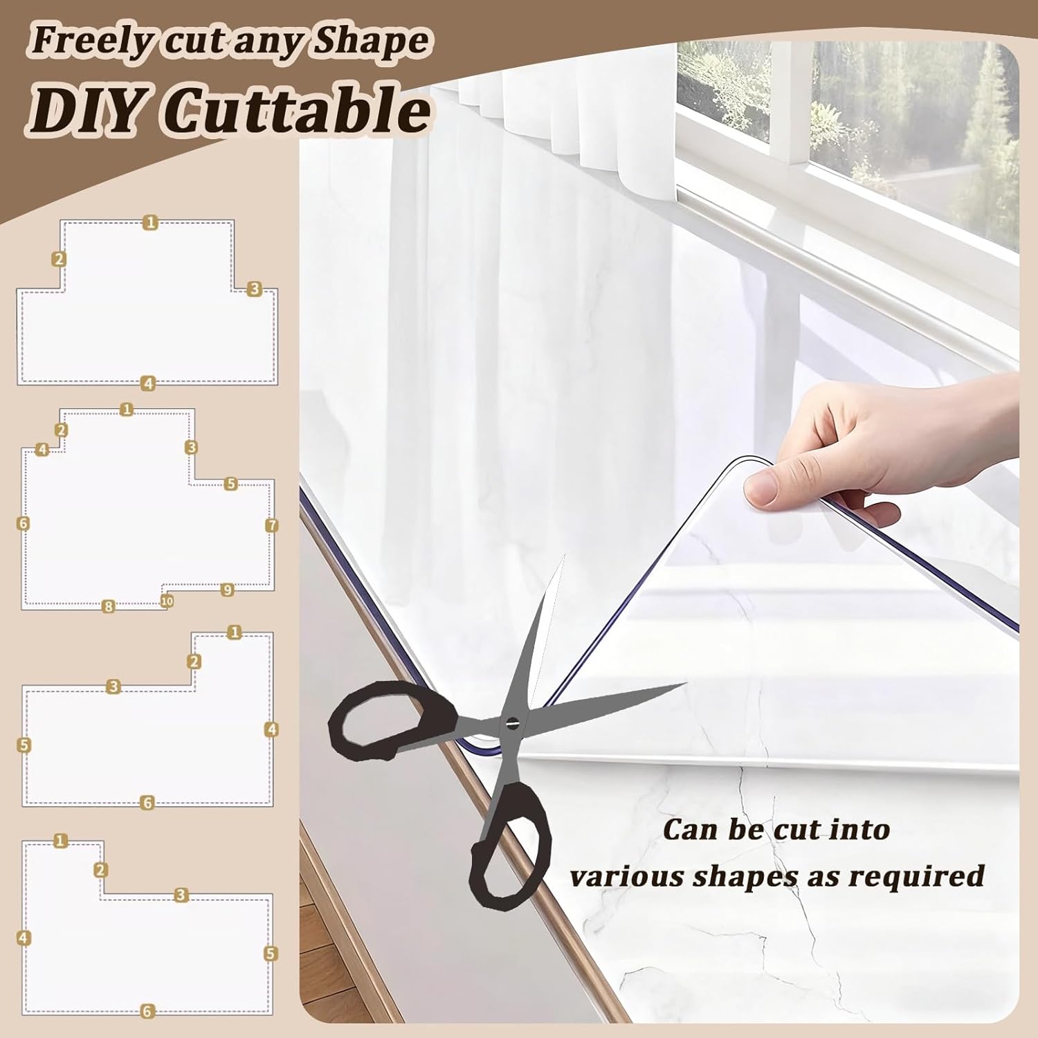 PVC Rubber Mat for Window Sill Above The Sink, Customizable Clear Bay Window Protector Pad, 10 20 30 cm Narrow Waterproof Windowsill Cover(T 1mm,15x100cm (6"x39"))