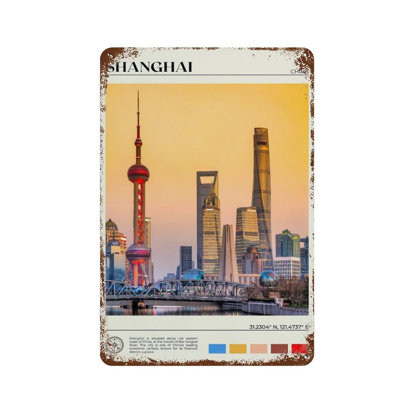 xiaoxiaoshen Real Photo Shanghai Decor China Wall Decor Art Metal Tin Poster Modern Home Decor Art Home Bar Shop Decorations Vintage Sign 30x20cm