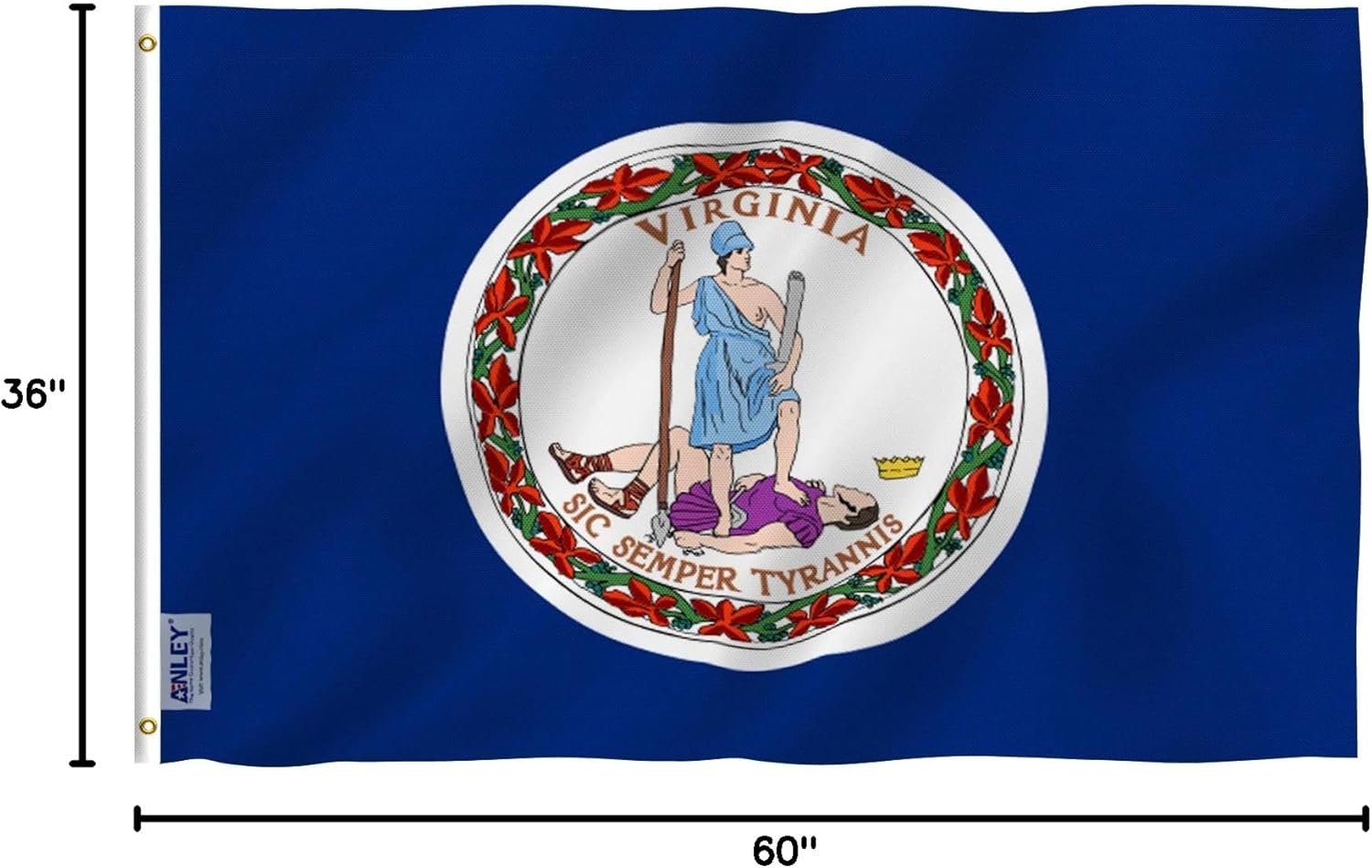 Anley Fly Breeze 3x5 Foot Virginia State Polyester Flag - Vivid Color and Fade proof - Canvas Header and Double Stitched - Virginia VA State Flags with Brass Grommets 3 X 5 Ft - Image 7