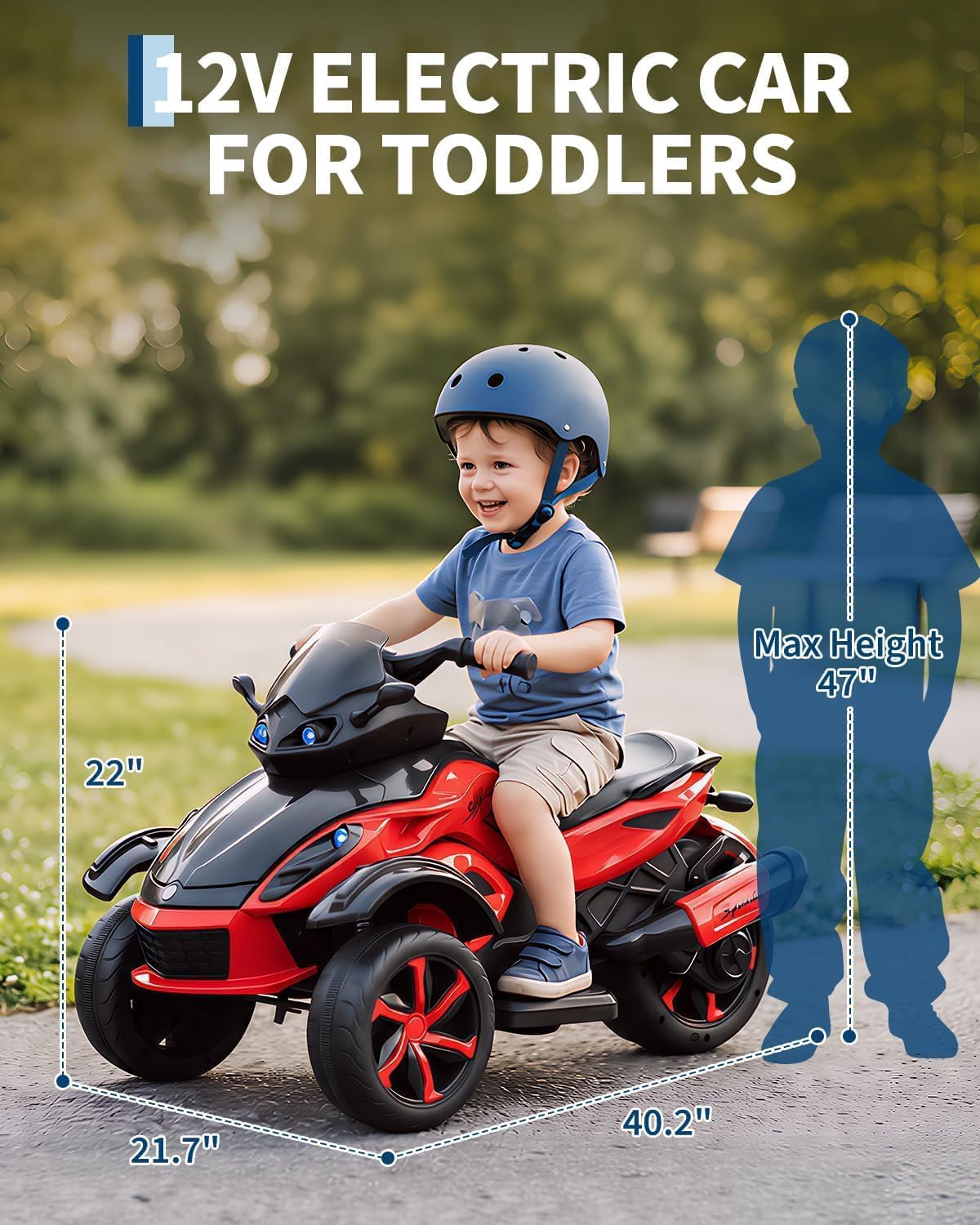Garvee Moto Elettrica per Bambini a 3 Ruote Stile ATV con Doppio Motore 45W