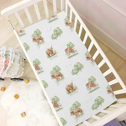 Miniatura 5 de Sábanas para cuna de animales de granja, sábanas ajustables elásticas para cuna para niños y niñas, sábana unisex acogedora para cuna de bebé, 27 x