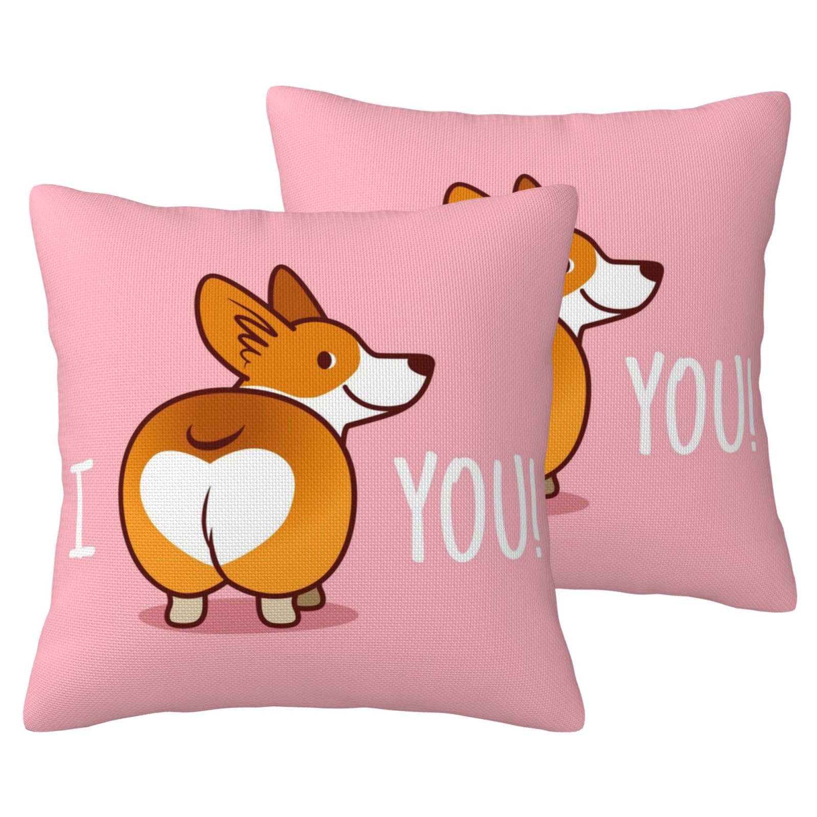 Housses de coussin corgi gallois en faux lin (lot de 2) pour décoration de canapé
