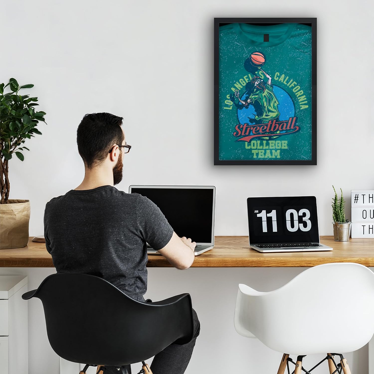 Americanflat T-Shirt Frame - 13.5x20 Frame with Shatter-Resistant Glass and Folding Insert - All-Star Collection - Black Tshirt Frames for Wall Display - Ideal for Sports Memorabilia or Graphic Tees