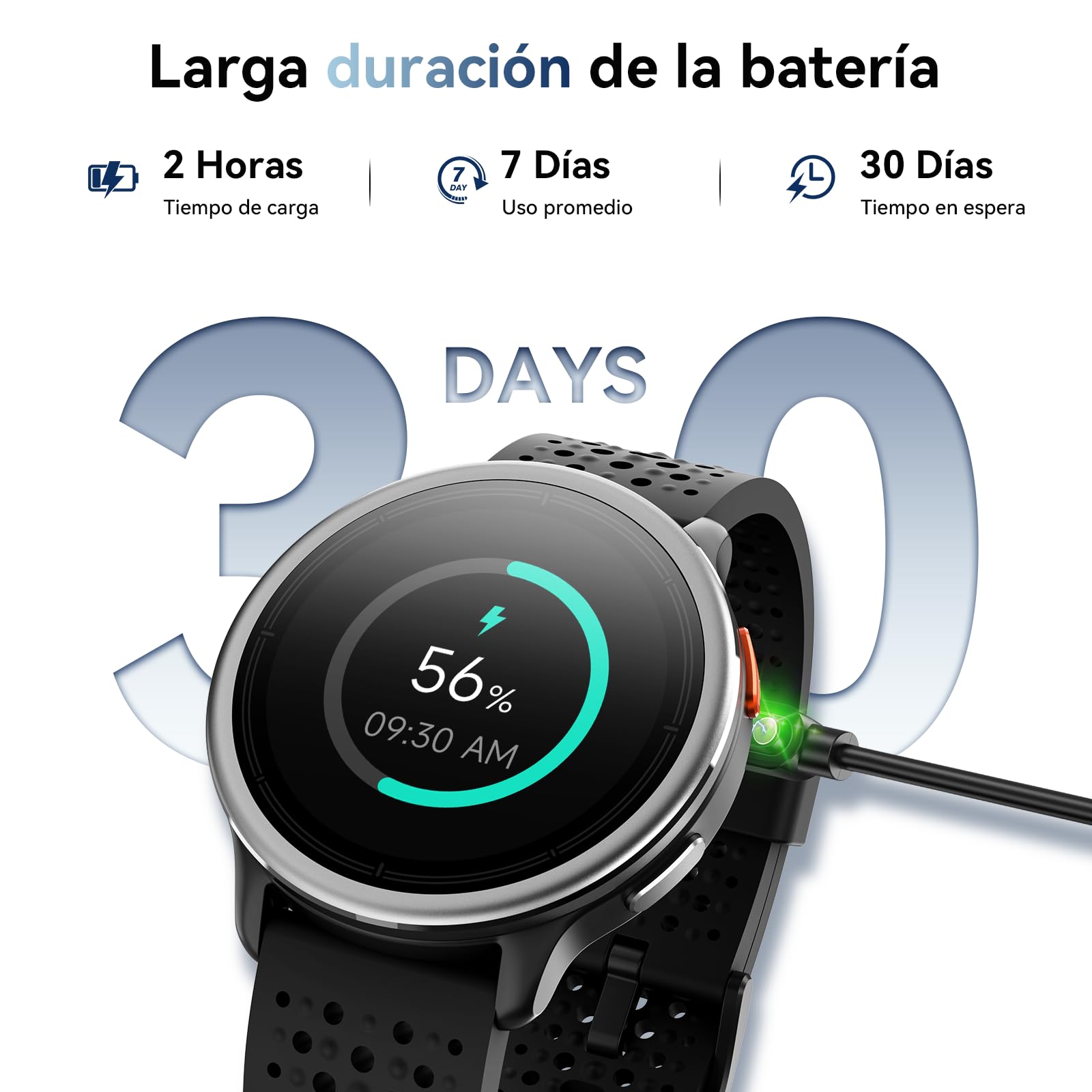 Reloj Inteligente Hombre 1.27" Smartwatch Mujer Redondo 2 Correas, Monitor de Sueño Funciones de Salud y Fitness 120+ Modos Deportivos 3ATM Impermeable para iPhone/Samsung/Android Nnegro