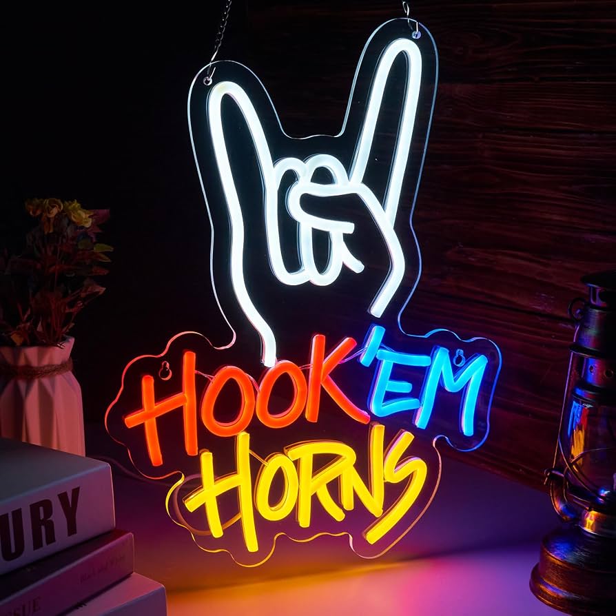 Hook em horns gesture neon sign for wall decor Longhorn Neon Sign
