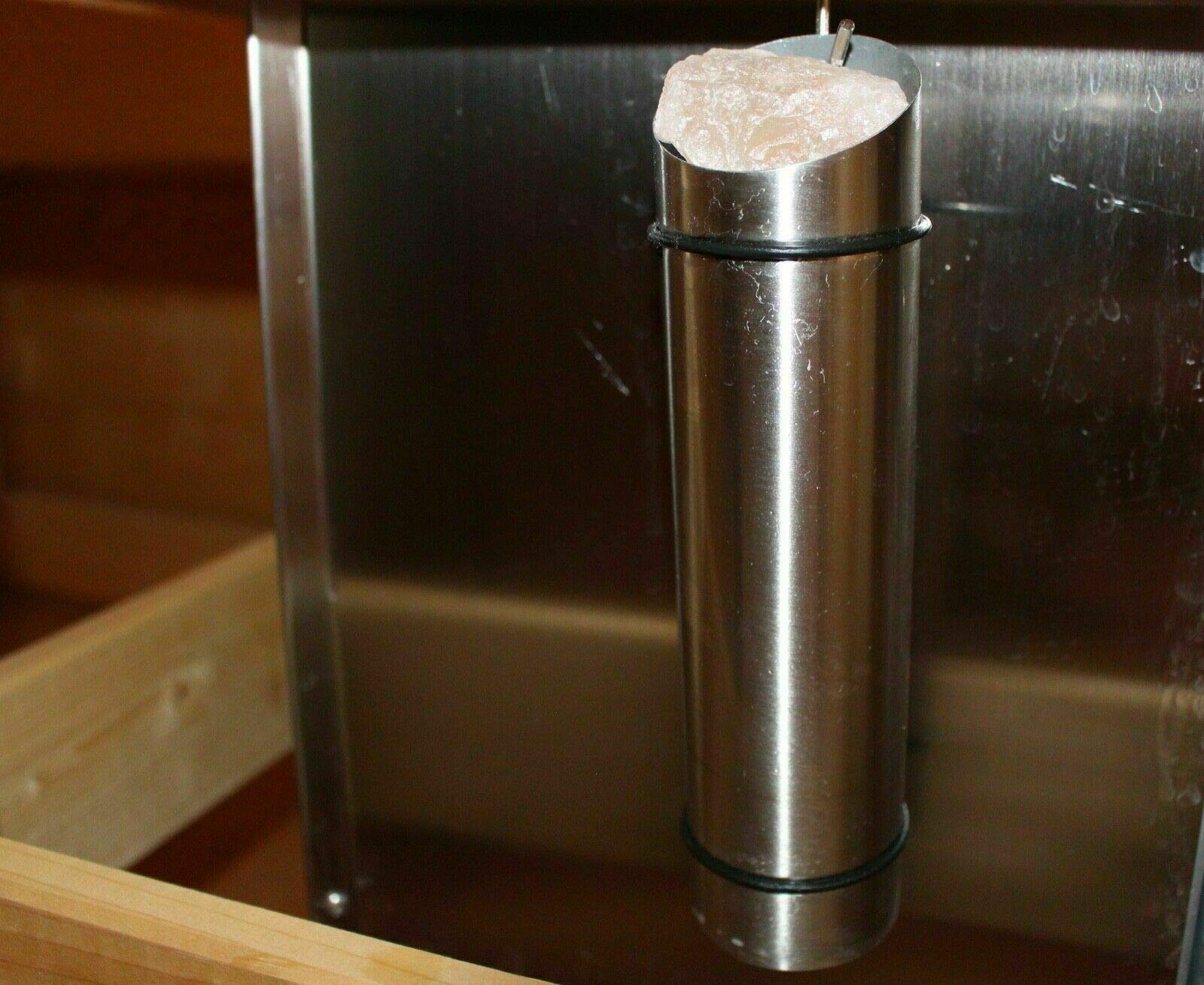 Sauna & Dampfbad Deluxe Edelstahl Salzkristall Halter inkl. rosa Salzkristalle (aus Pakistan - auch unter Himalaya Salz bekannt) und Halterung für Saunaofen