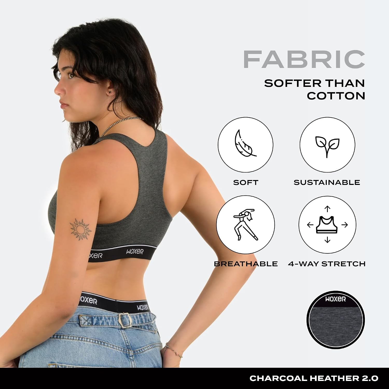 Woxer Boss Bralette for Women – Wireless, Seamless Racerback – Modal Sports Bra, Lounge, Sleep Bralette, Wireless Bra