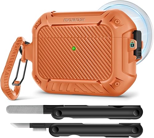Vista 11 de MOBOSI Funda para AirPods Pro 3, compatible con AirPods Pro de 3ª generación [compatible con MagSafe] con bloqueo, llavero y kit de limpieza