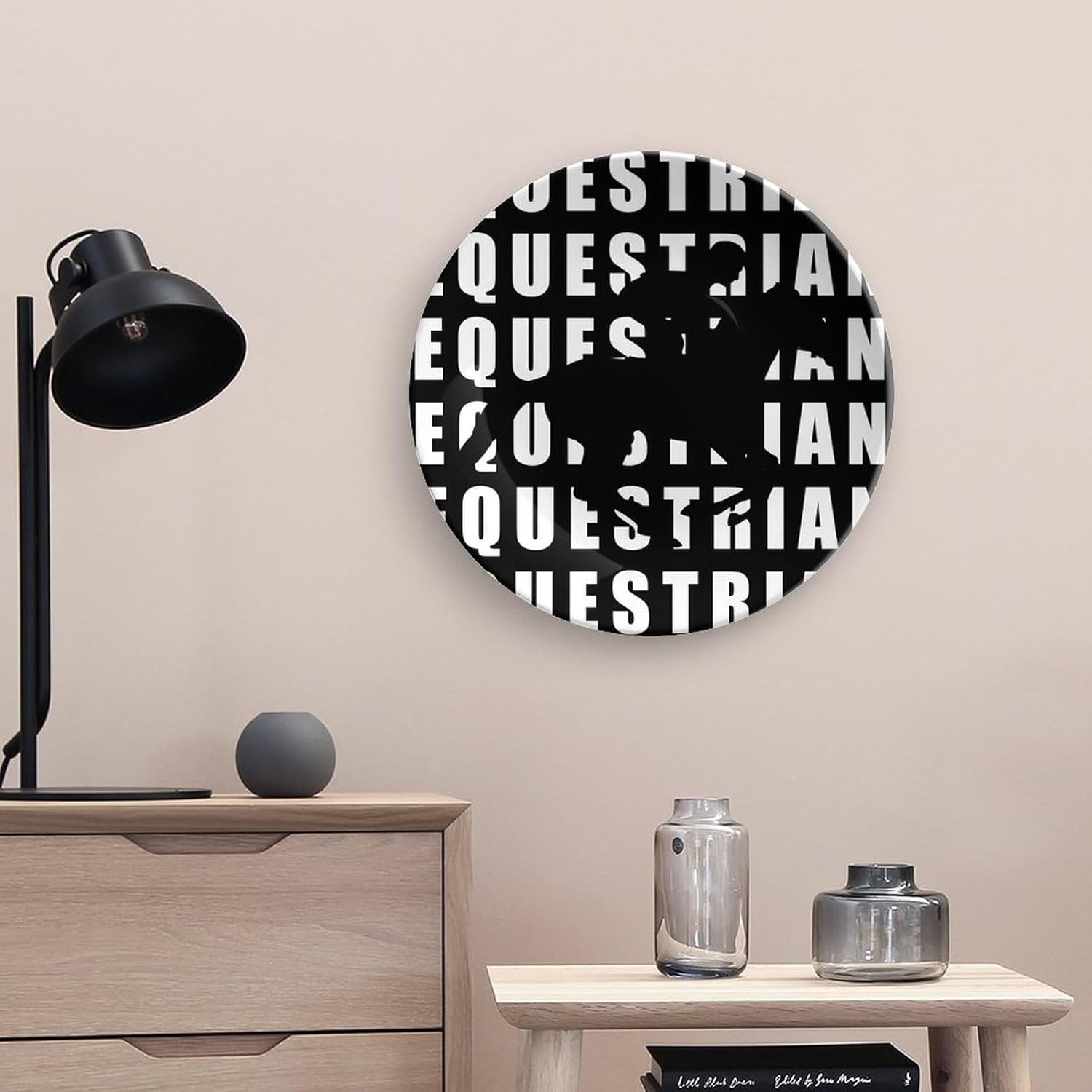 Equestrian Ride Horse Racing Decorative Plates for Display Ceramic Plate Tray with Stand Hanger Home Decor