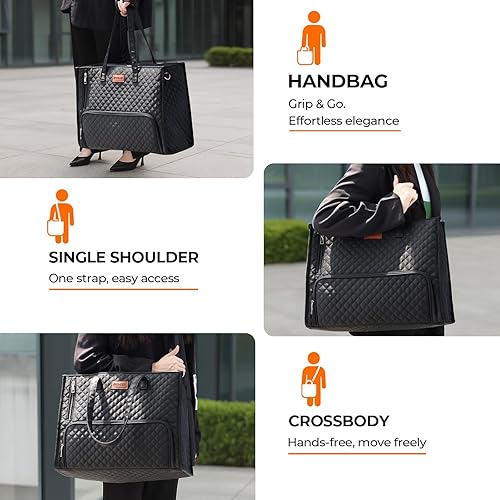 Miniatura 7 de INSMEER Bolsa de almuerzo para mujer, bolsa de trabajo con compartimento para almuerzo y bolsa para laptop de 15.6 pulgadas, lonchera aislada de 22