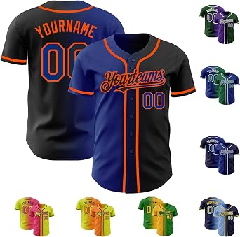 Fanscustom Custom Stitched Gradient Baseball Jerseys Personalized Button Down Sports Uniform Shirts for Adults Men Women