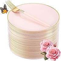 Vista 13 de LIYH 200 Piezas Platos de Postre de Plástico Transparente Dorado 7.5" y Tenedores para Pastel 5" - Platos de Plástico Pequeños Transparentes