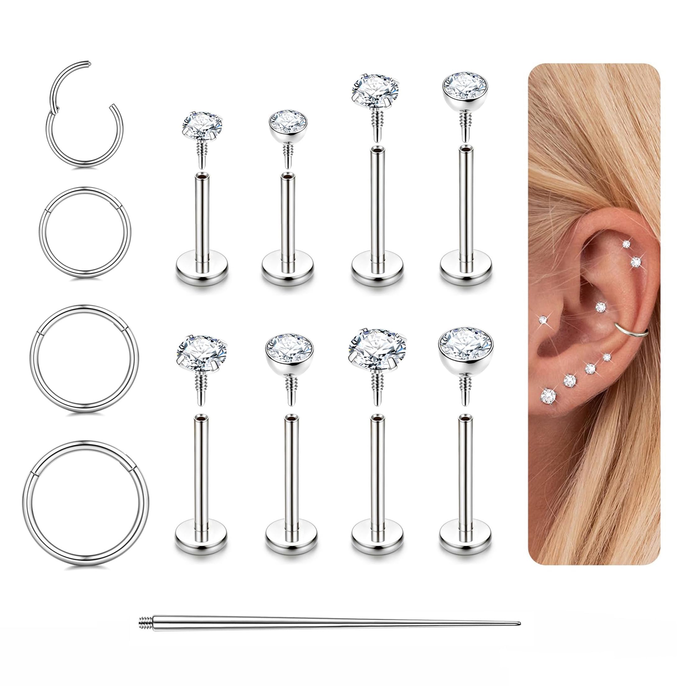 MILACOLATO 10 Paar Ohrringe Gold Set Chirurgenstahl Piercing