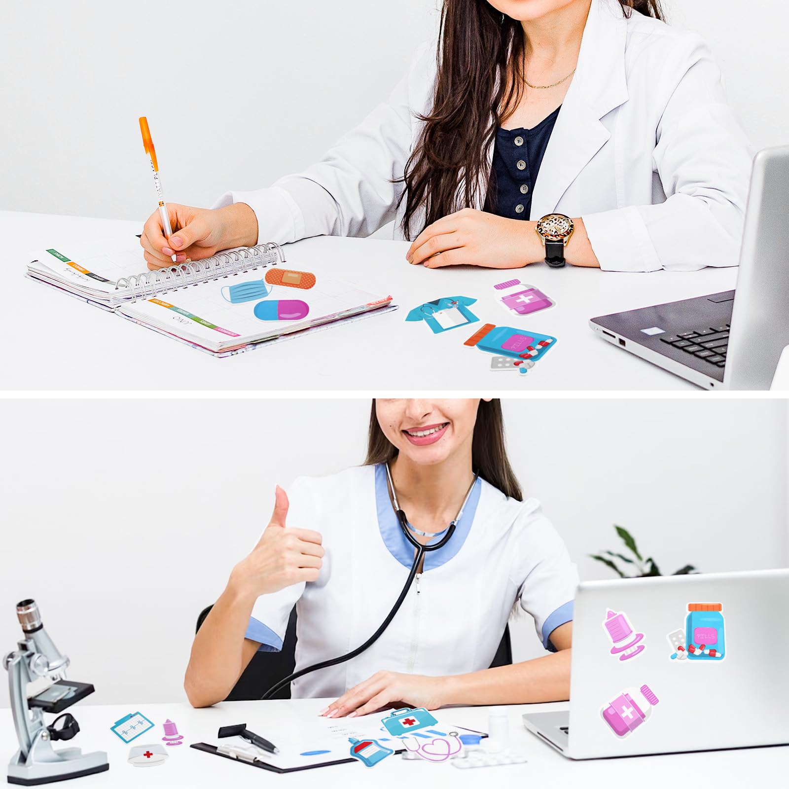 Telooco Lot de 12 blocs de notes adhésives pour infirmière, 240 feuilles autocollantes médicales