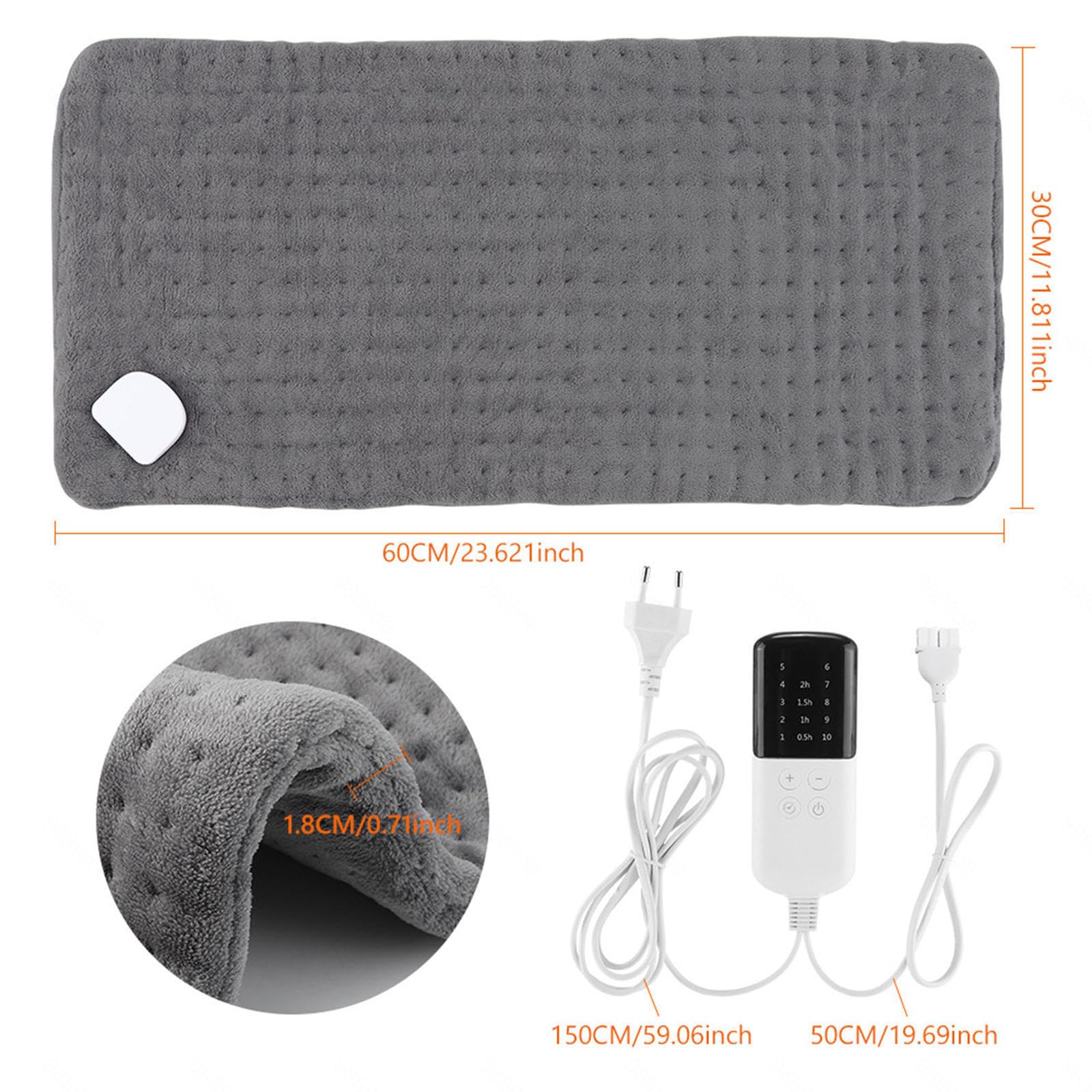 Tapis Chauffant 10 Niveaux De Température, 4 Réglages De Minuterie, 30 X 60 Cm