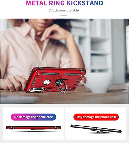 Miniatura 2 de TJS Funda compatible con Motorola Moto G Fast con protector de pantalla de vidrio templado, soporte magnético de soporte magnético resistente contra