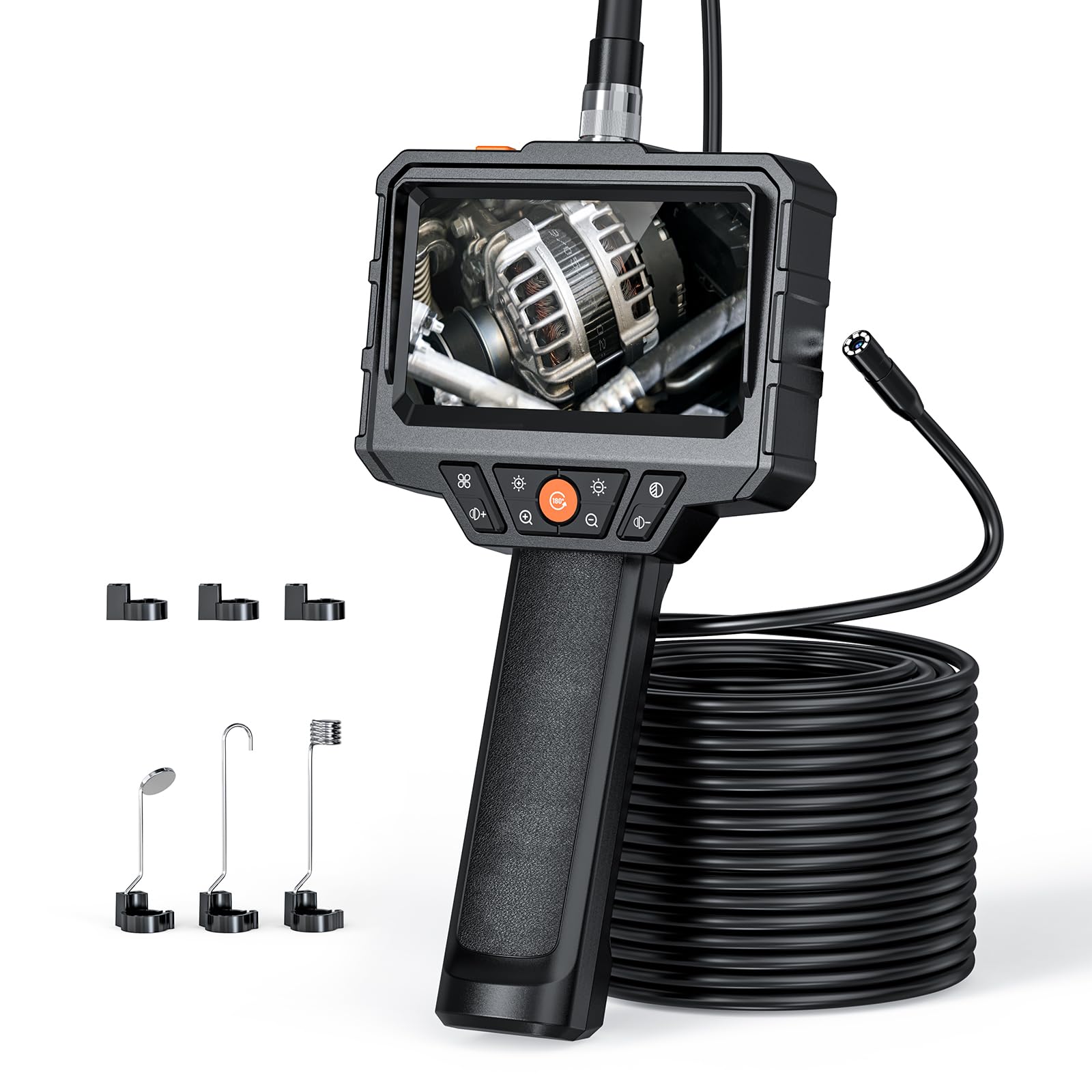 Endoscope Camera with Light, SKYEAR Handheld Borescope 4.3'' HD 1080P with 8 Adjust LED Lights, Inspection Camera with 50ft Semi-Rigid Cable, IP67 Waterproof Scope Camera for Swer, Gadgets for Men