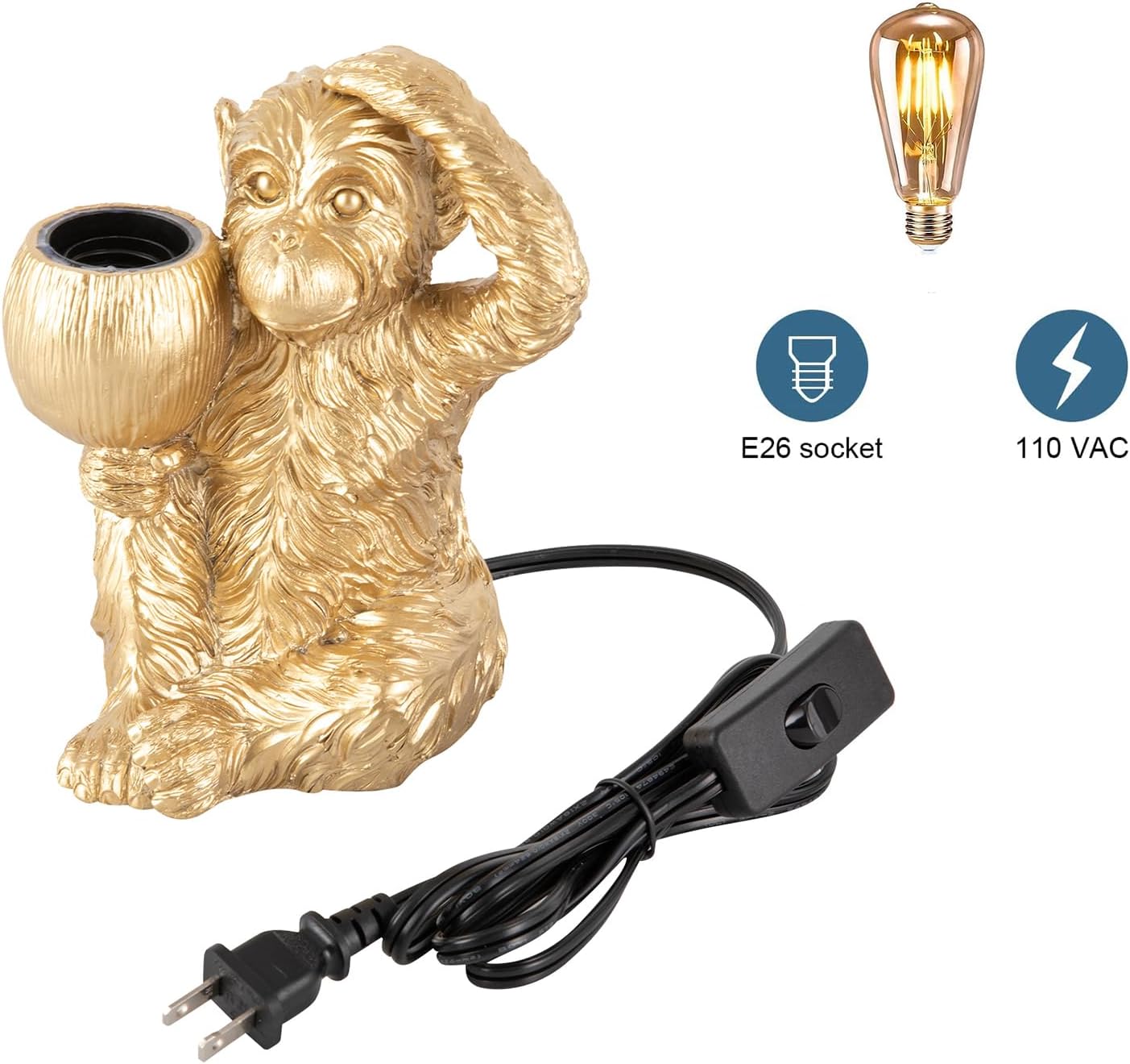Monkey Table Lamp Modern Animal Shape Table Lamp, Monkey Animal Desk Lamps, Vintage Whimsical Design Monkeys Lamps for Home Decor Dining Living Room Bedroom Entryway