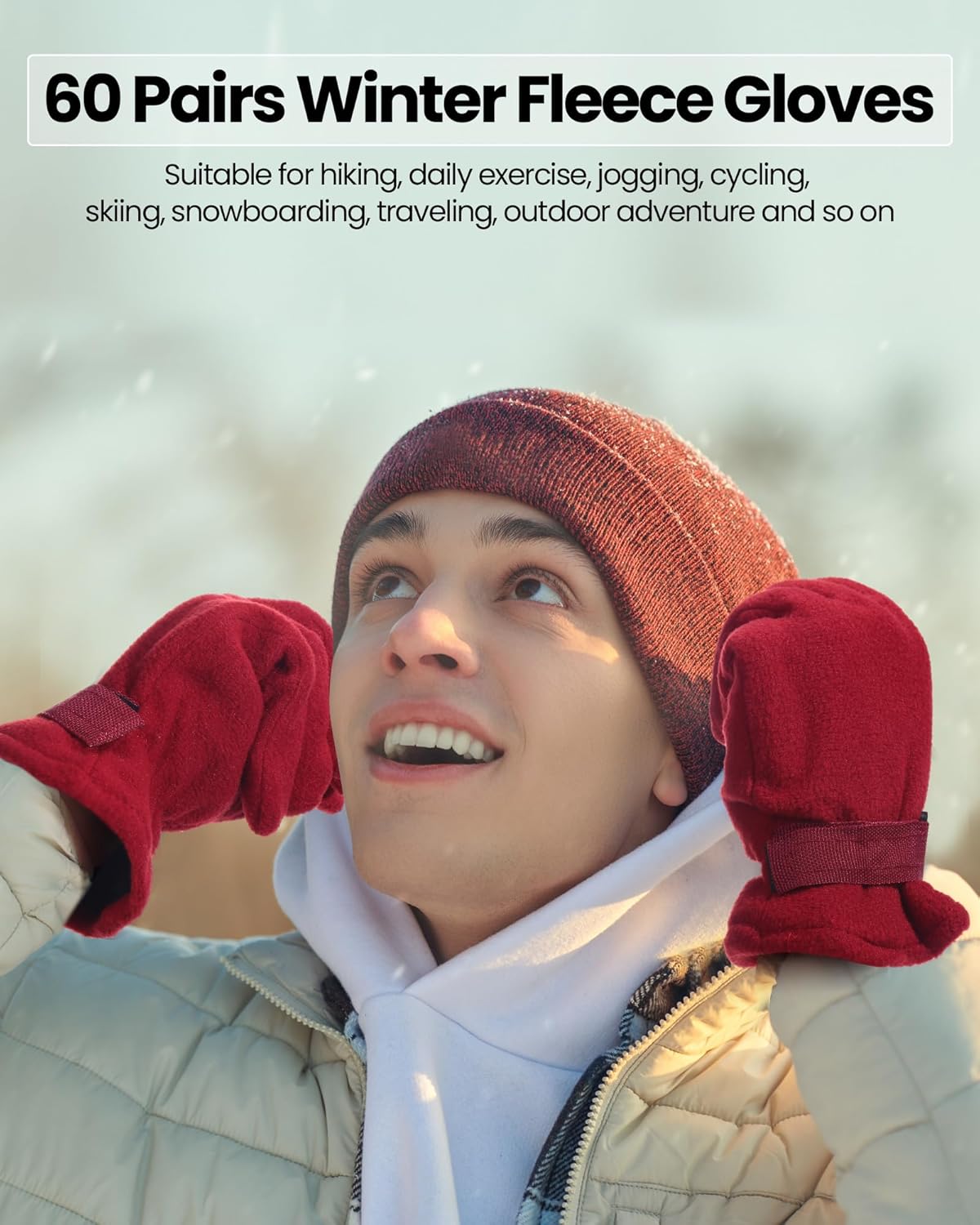 Liitrsh Winter Warm Fleece Gloves Men Bulk Thermal Driving Soft Warm Sports Cozy Gloves for Adult Men Women Cold Weather - Image 5