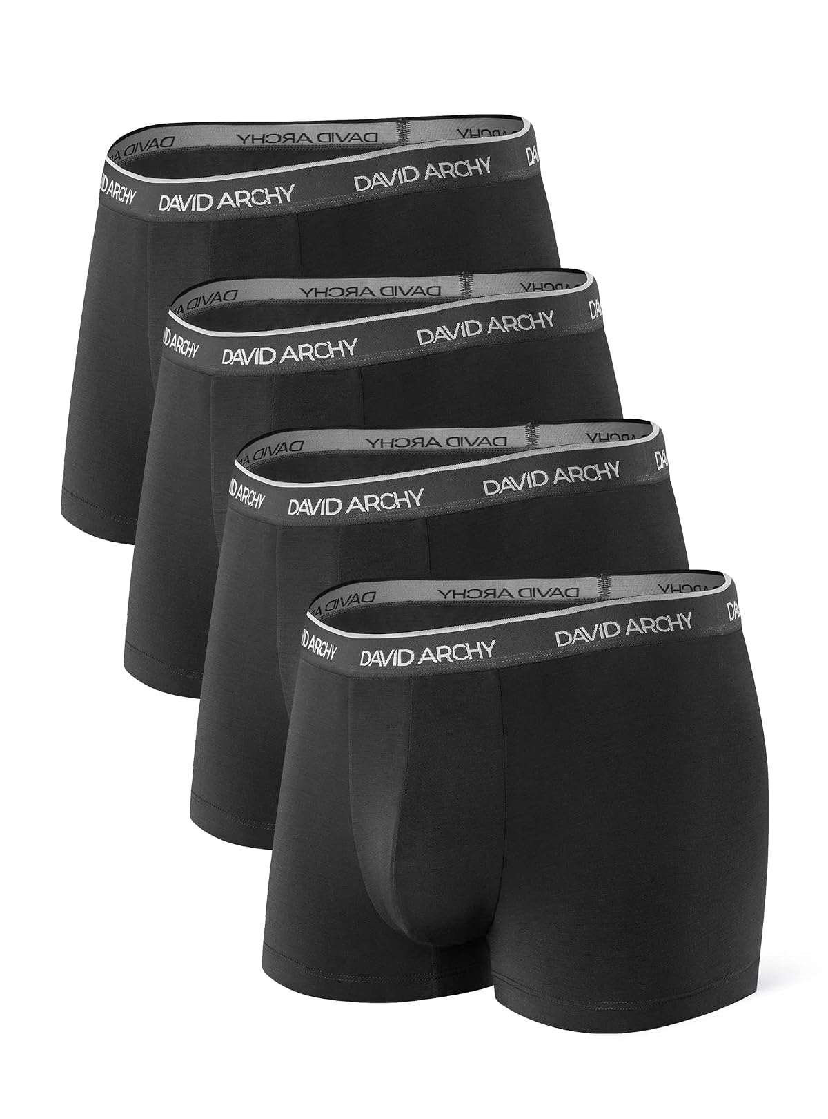 David Archy Men's 4 Pack Ultra Soft and Breathable Bamboo Rayon Trunks (Black,M)