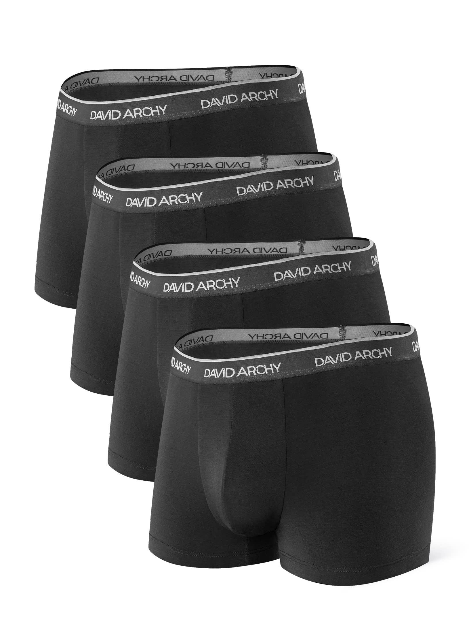 David Archy Men's 4 Pack Ultra Soft and Breathable Bamboo Rayon Trunks (Black,M)
