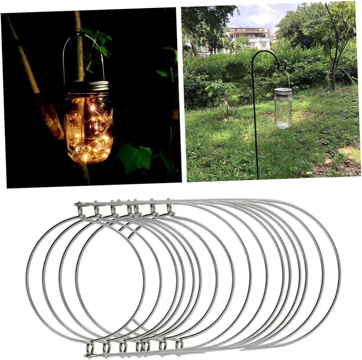 iplusmile Mason Jar Handles 8 Pack Metal Wire Lid Hangers for Wide Mouth Jars Easy Install by Hand for Kitchen Christmas Tree Wedding Party Home Decor