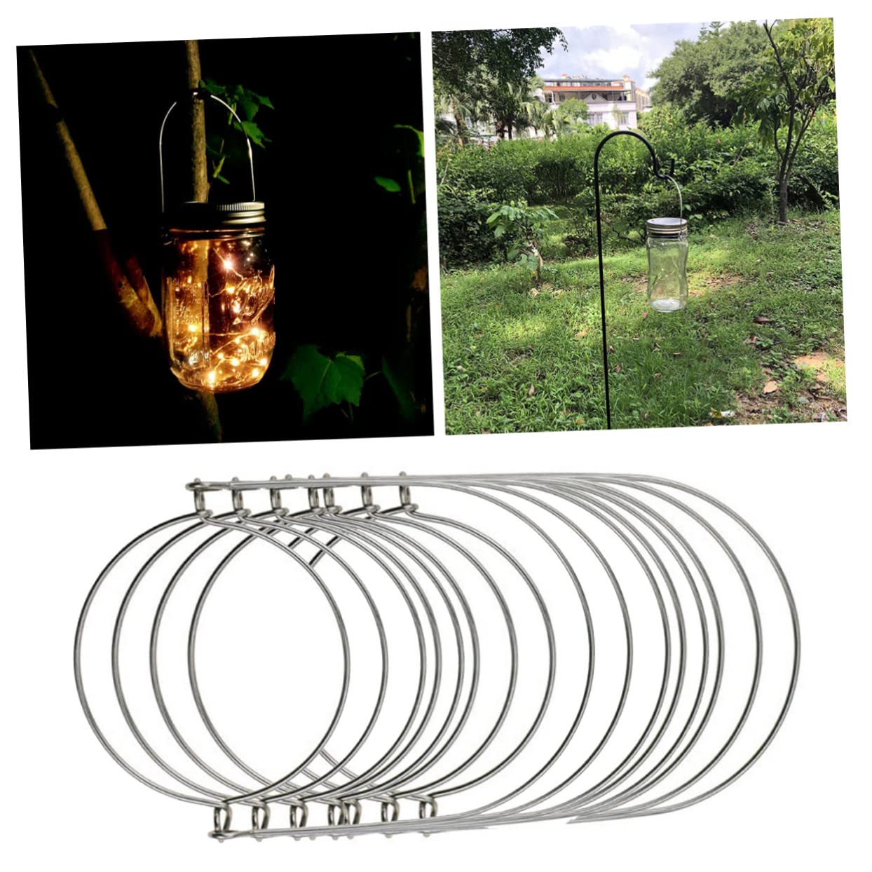 Cintre pour bocal Mason en inox support de suspension crochet de fixation cuisine - Lot de 8