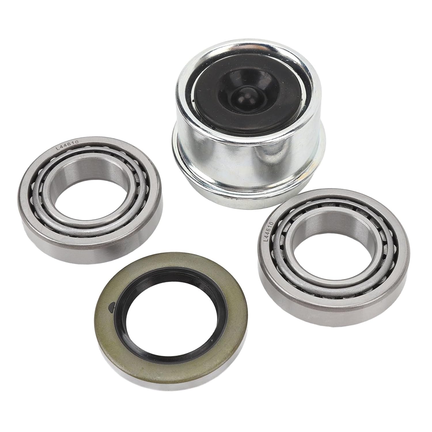 2 Set Trailer Wheel Hub Bearings Kit, L44643 L44610 Bearing and Race Set with 12192TB Grease Seals, Dust Caps, Cotter Pins for 1 Inch 2000‑2200 LB Boat Trailer Axle
