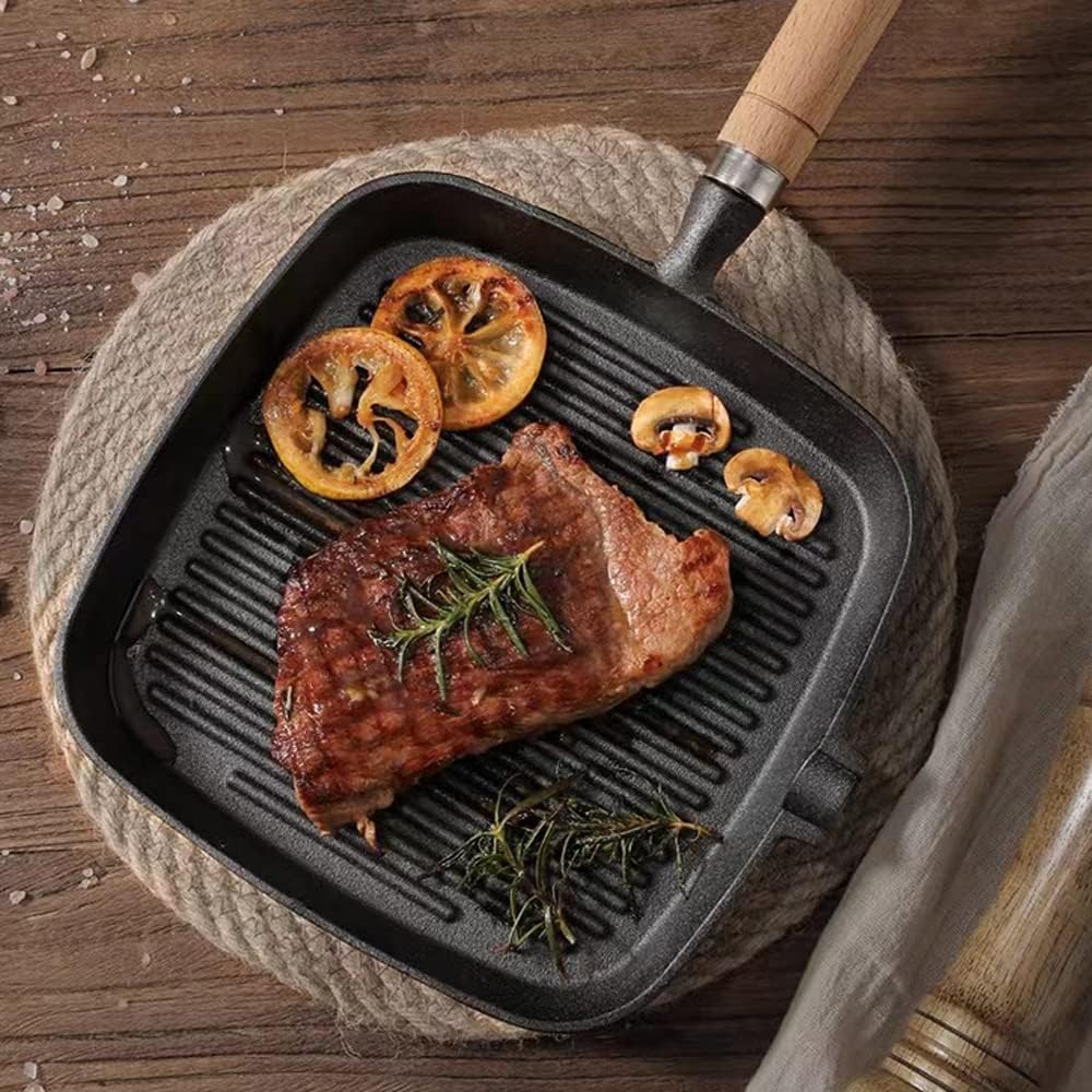 Non-stick Cast Iron Skillet Steak Meat Pot Frying Pan Barbecue Pan Cookware Perfect for Breakfast All Pans