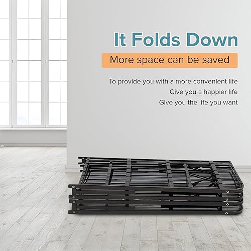 Miniatura 6 de Marco de cama, plataforma de metal plegable, base de colchón, base de colchón de repuesto de somier, listones de acero resistente, metal clásico