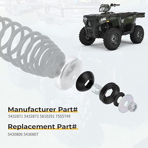 Miniatura 6 de Kit de arandela espaciadora de bola pivote para Polaris Sportsman Ranger Magnum Scrambler Trail Blazer Trail Boss Xplorer Xpedition Xpress Big Boss
