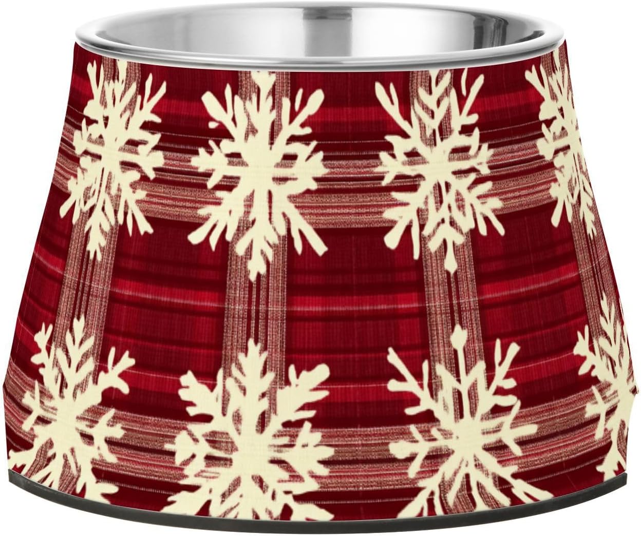 Snowflakes Christmas Plaids Red Raised Pets Water Bowl Elevated Stainless Steel Pets Basic Bowls for Small Pet Whisker Fatigue