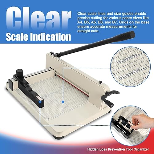 Miniatura 2 de Cortador de papel de 12 pulgadas, resistente estilo guillotina, capacidad de 400 hojas, doble bloqueo de seguridad, cubierta protectora para cortar