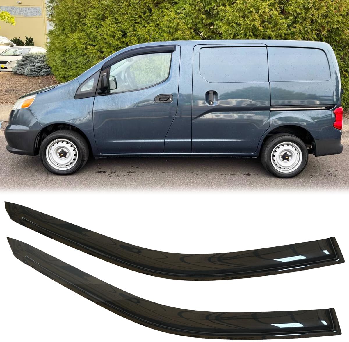 2pcs Original Shatterproof Rainproof Side Window Wind Deflectors for 2014-2019 Nissan NV200 Taxi/City Express,Rain Guards,Nice Looking Window Visors for Cars,Vent Deflector 92523 for 14-19 NV200 Taxi/City Express