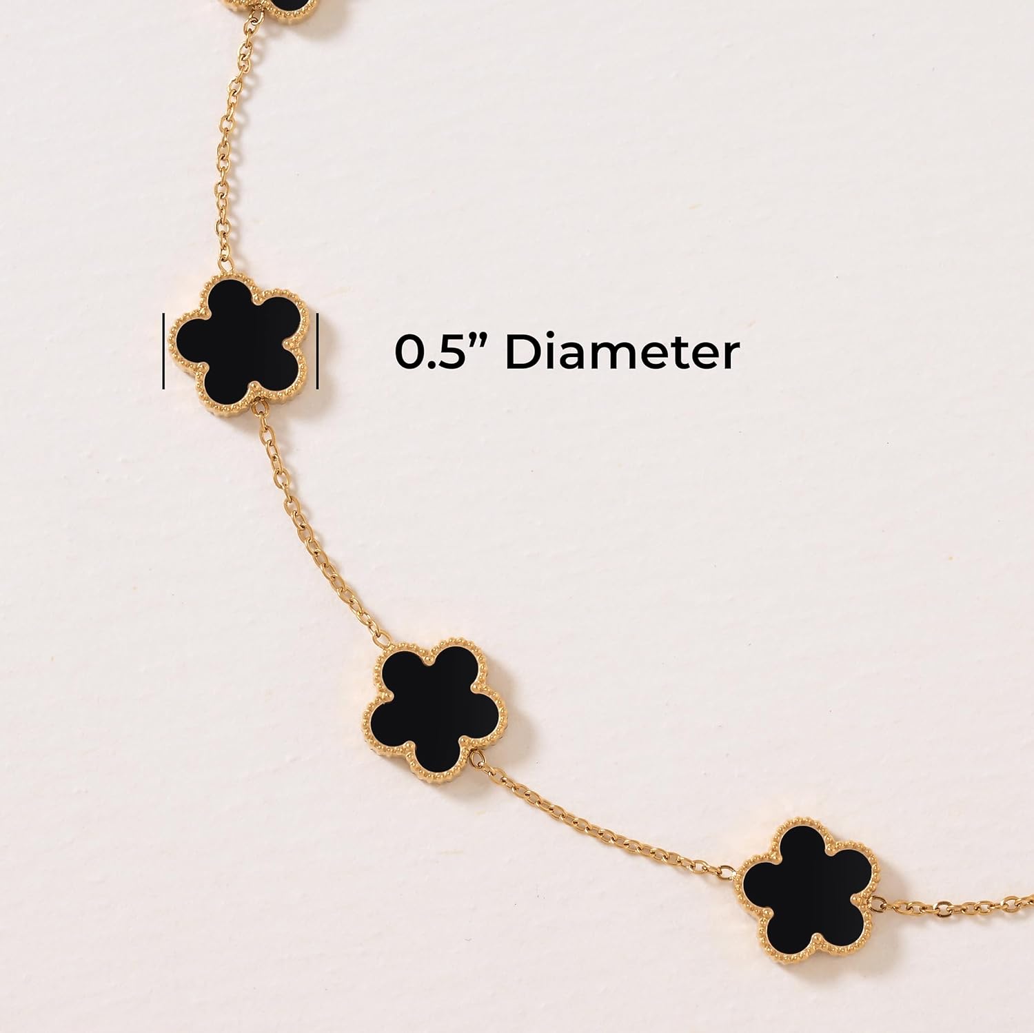 Billet-doux 18k Gold Plated 10-Motif Clovers Necklace for Women, Perfect Valentine's Day Gifts for Her, Exquisite 5-leaf Flower Motif Clovers with Classic Beaded Edge on a Link Chain, Jewelry Gift - Image 3