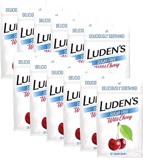 Luden's Sugar Free Wild Cherry Throat Drops, Sore Throat Relief, 25 Count (12 Pack)