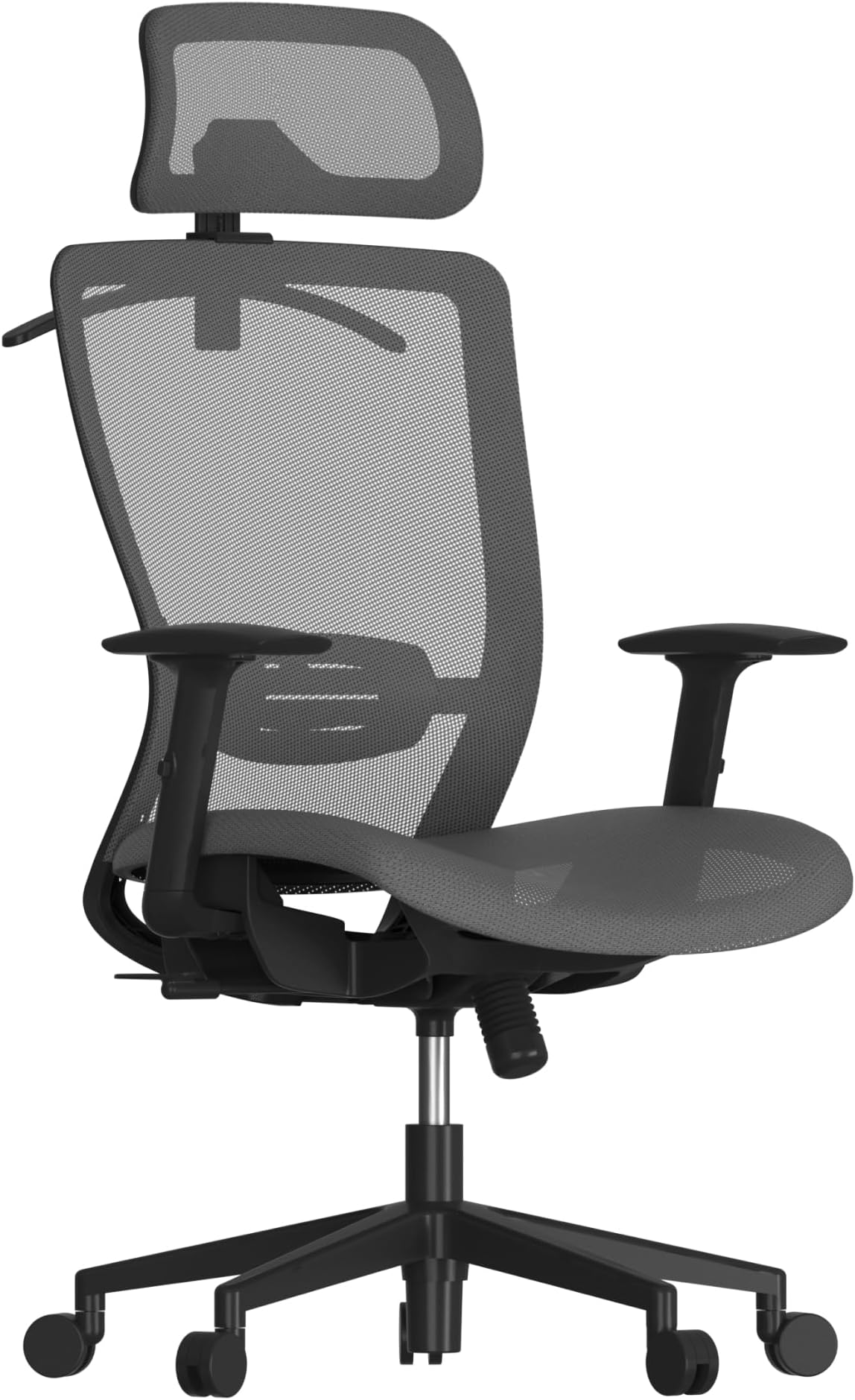 Ergonomic Office Chair, High Back Mesh Swivel Computer Chair, Executive Office Desk Chairs, with Adjustable Lumbar Support/2D Headrest/Lockable Backrest, OC3 Mesh Seat, Gray