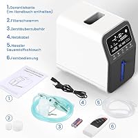 Creliver Hordozható Oxigénkoncentrátor 1-9L/min, 35-90% Tisztaság, Otthonhoz és Utazáshoz 7