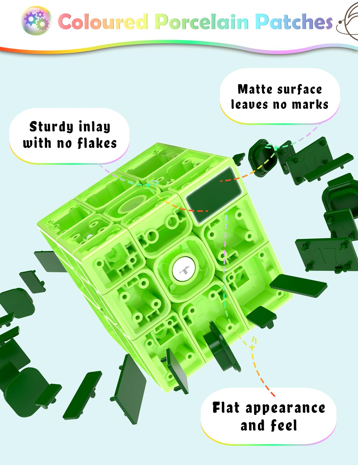 ROXENDA Mirror Cube di Velocità 3x3x3 Irregolare Bianca Cubo Puzzle Twisty Box Puzzle Giocattolo Sequenziale Divertente (verde)