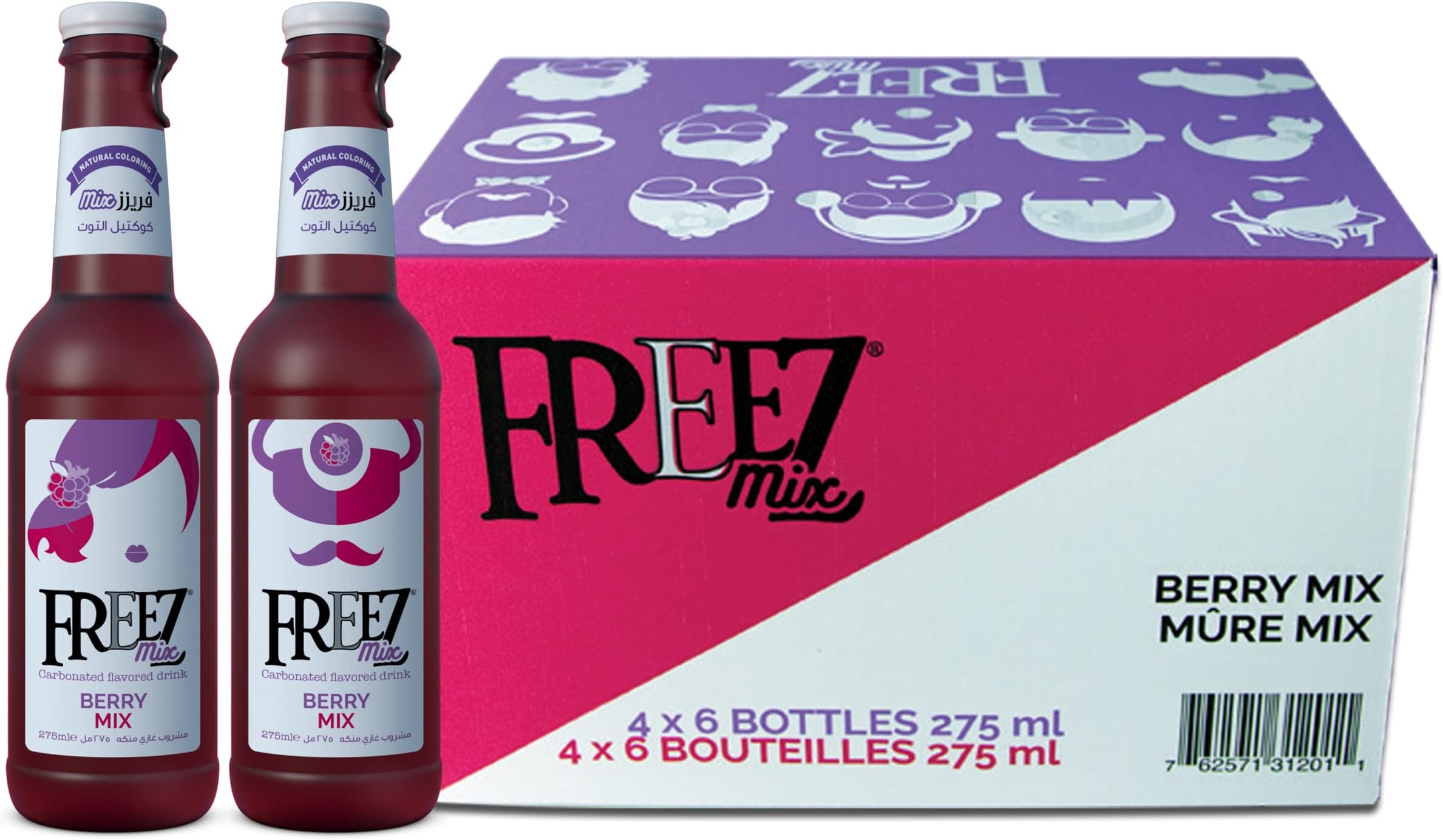 Mix Berry Drink Glass Bottle 275ml 24 pack, Violet